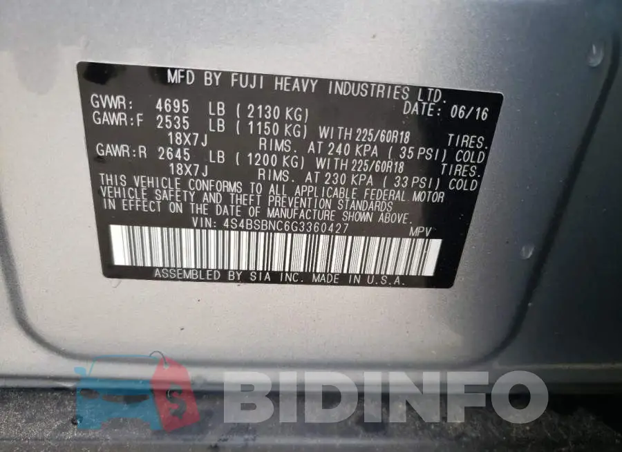 4S4BSBNC6G3360427 Photo# 10
