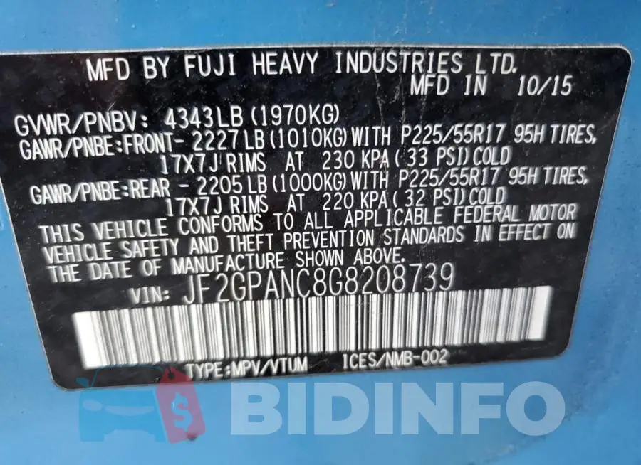 JF2GPANC8G8208739 Photo# 10
