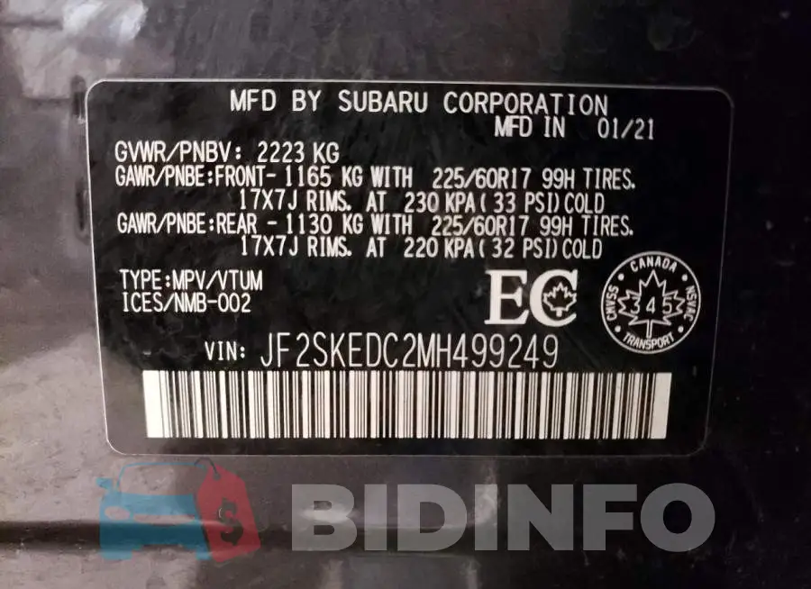 JF2SKEDC2MH499249 Photo# 10
