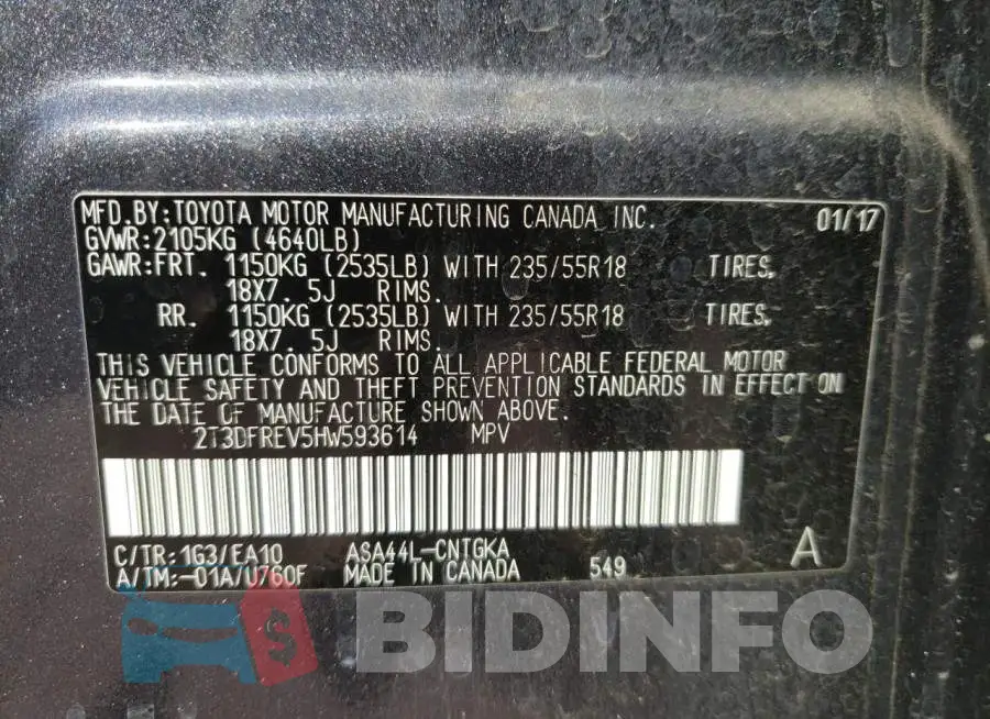 2T3DFREV5HW593614 Photo# 10