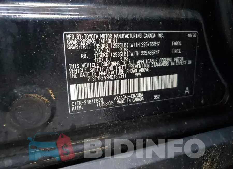 2T3F1RFV9MC155311 Photo# 10