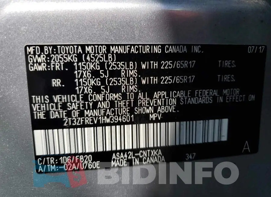 2T3ZFREV1HW394601 Photo# 10