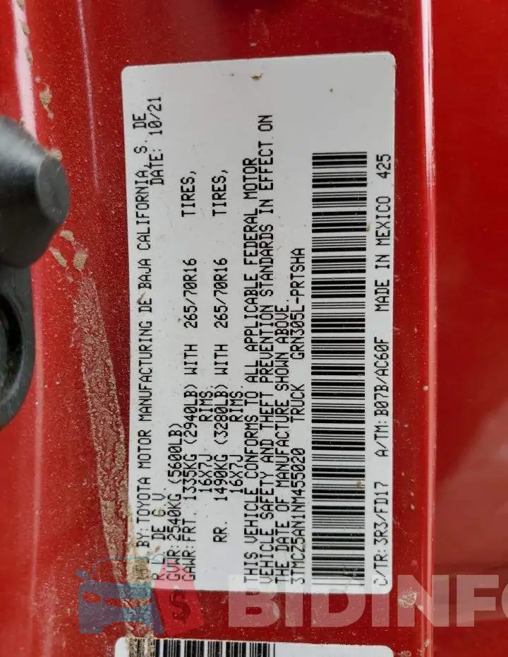 3TMCZ5AN1NM455020 Photo# 10
