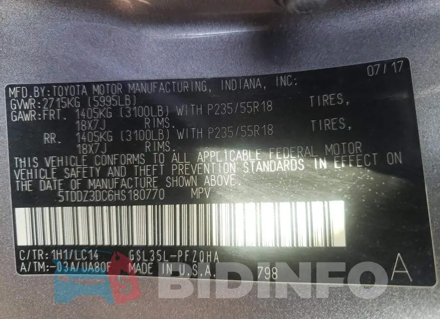 5TDDZ3DC6HS180770 Photo# 10