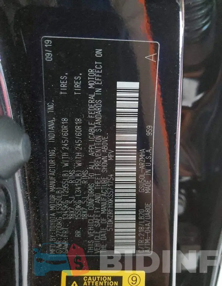 5TDKZRFHXKS571754 Photo# 10