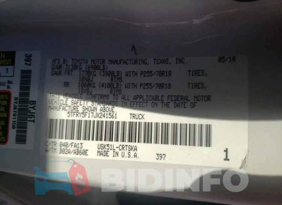 5TFRY5F17JX241561 Photo# 10