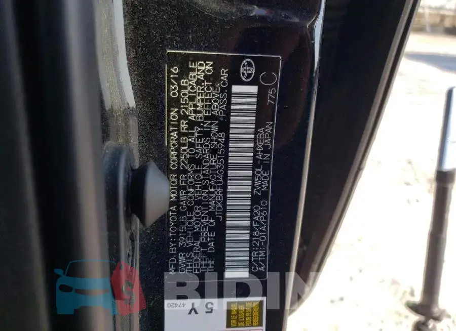 JTDKBRFU4G3515948 Photo# 10