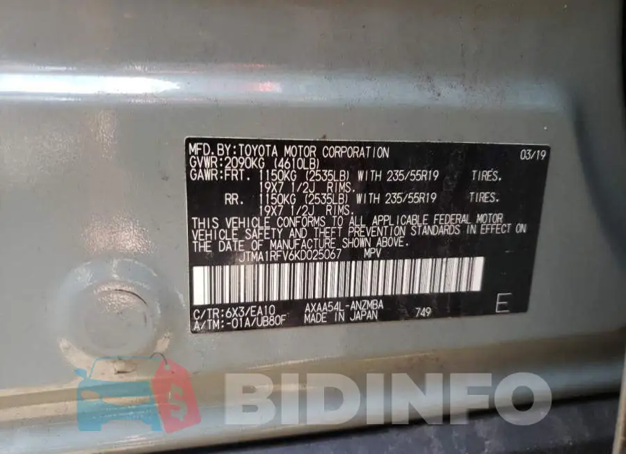 JTMA1RFV6KD025067 Photo# 10