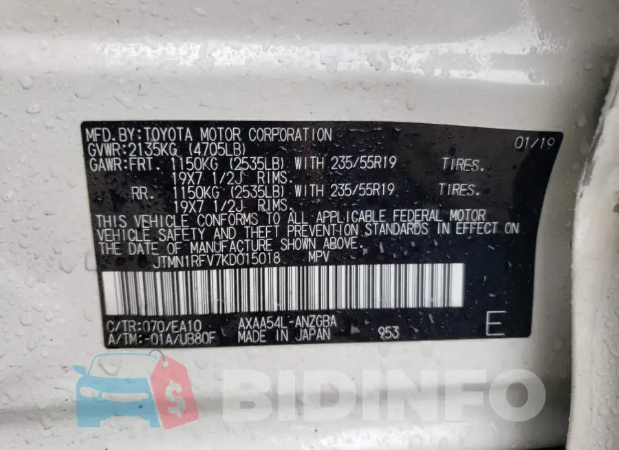 JTMN1RFV7KD015018 Photo# 10