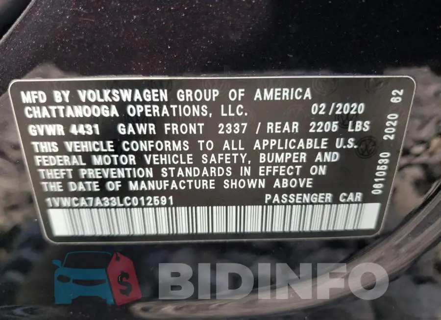 1VWCA7A33LC012591 Photo# 10