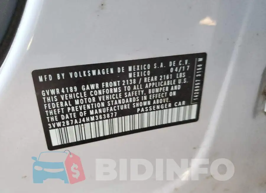 3VW2B7AJ4HM363877 Photo# 10