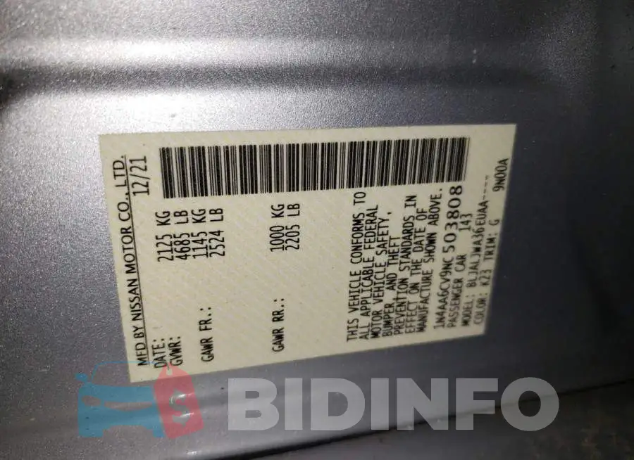 1N4AA6CV9NC503808 Photo# 10