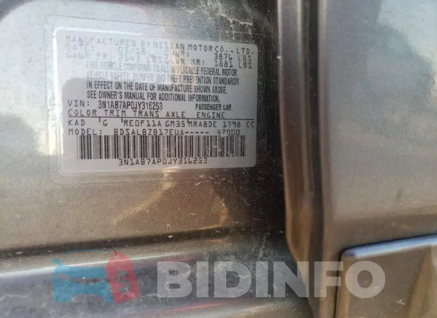 3N1AB7AP0JY316253 Photo# 10