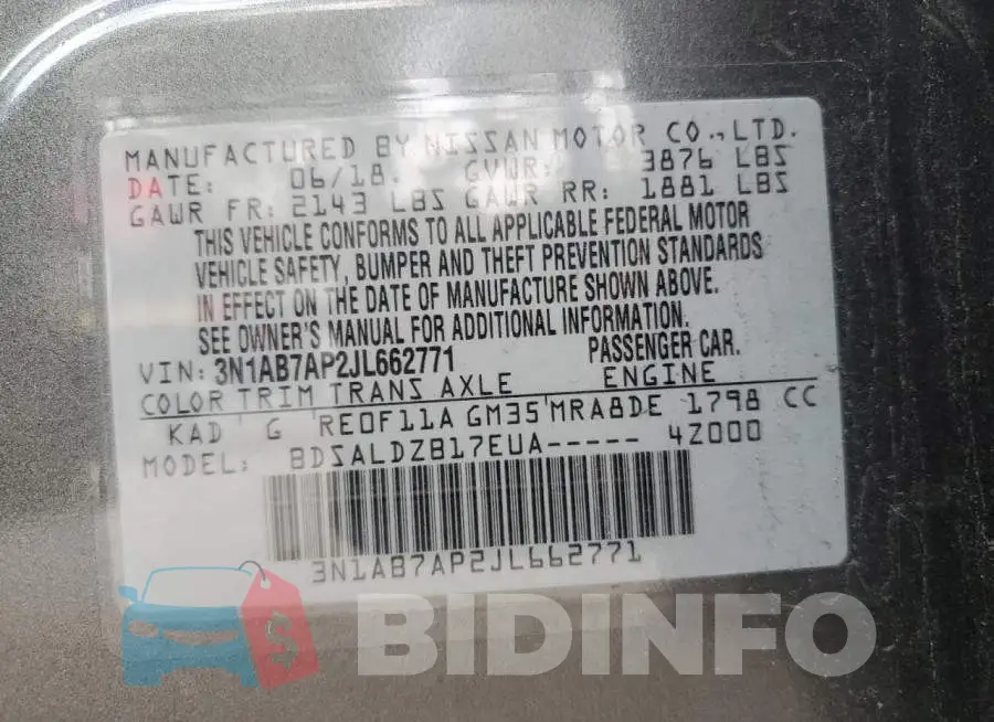 3N1AB7AP2JL662771 Photo# 10