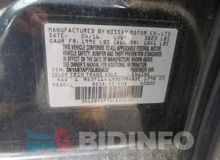 3N1AB7AP7GL655632 Photo# 10