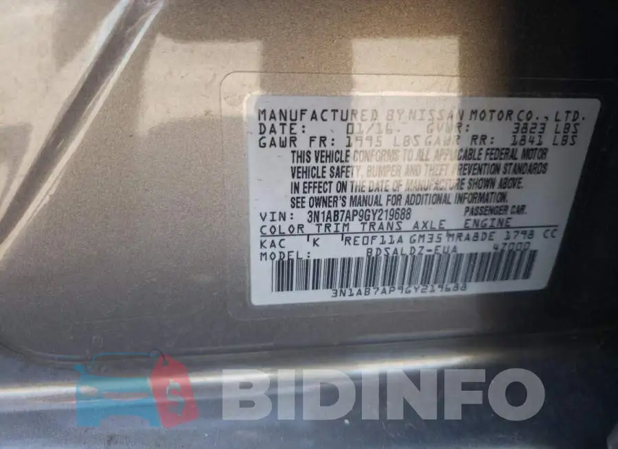 3N1AB7AP9GY219688 Photo# 10