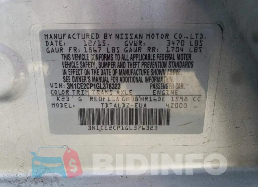 3N1CE2CP1GL376323 Photo# 10