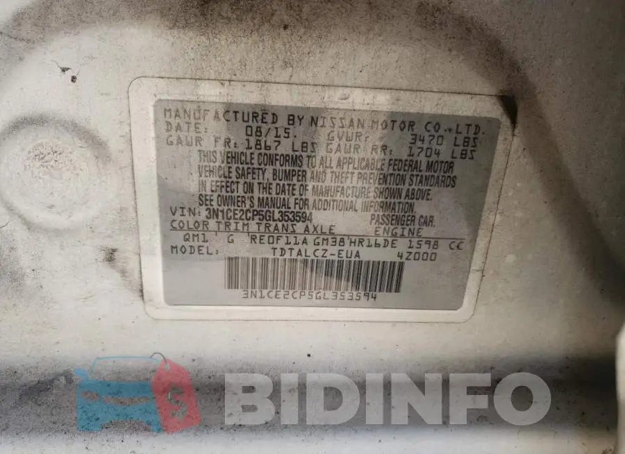 3N1CE2CP5GL353594 Photo# 10