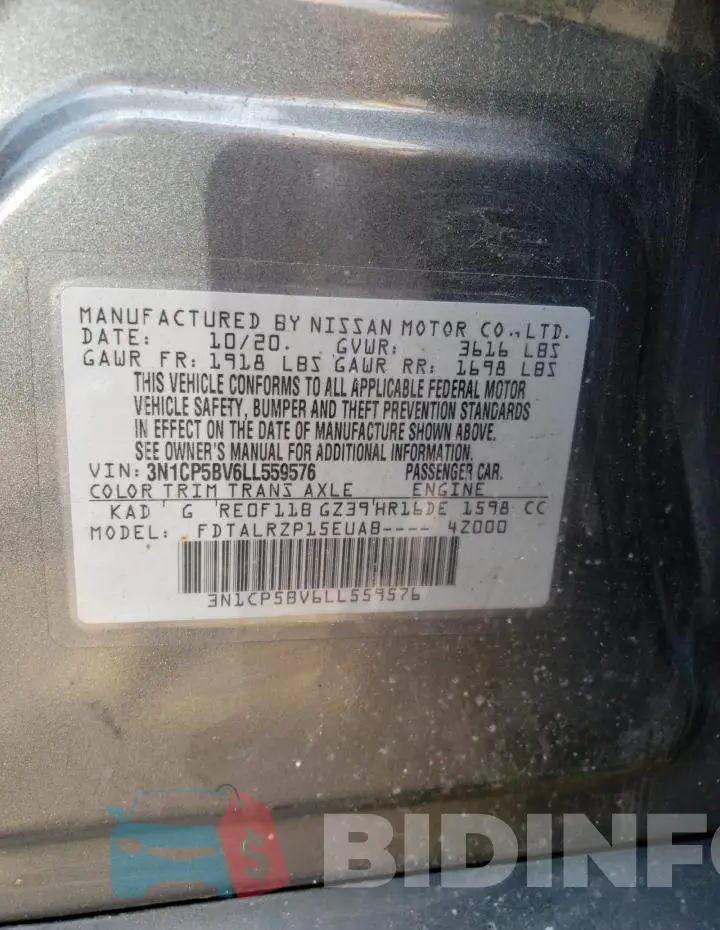 3N1CP5BV6LL559576 Photo# 10