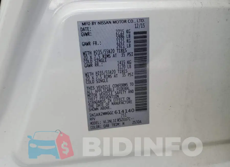5N1AR2MM6GC614140 Photo# 10