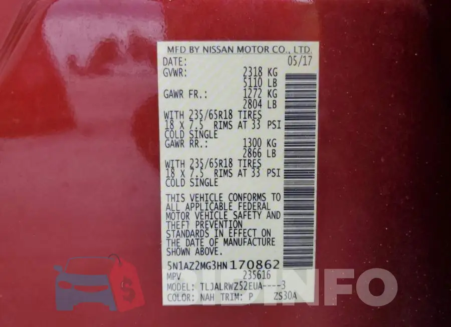 5N1AZ2MG3HN170862 Photo# 10