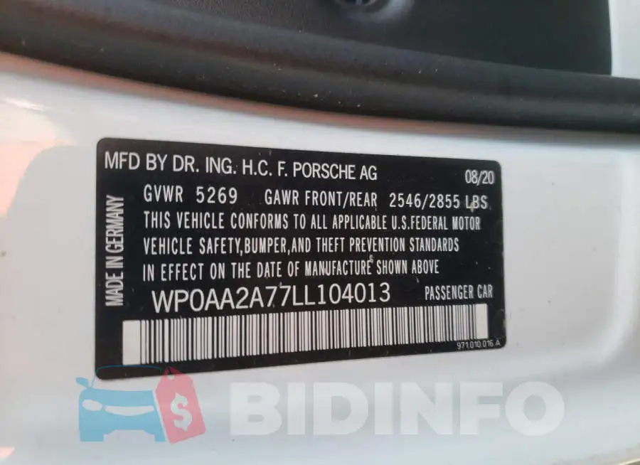 WP0AA2A77LL104013 Photo# 10
