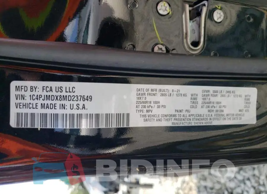 1C4PJMDX8MD237649 Photo# 10