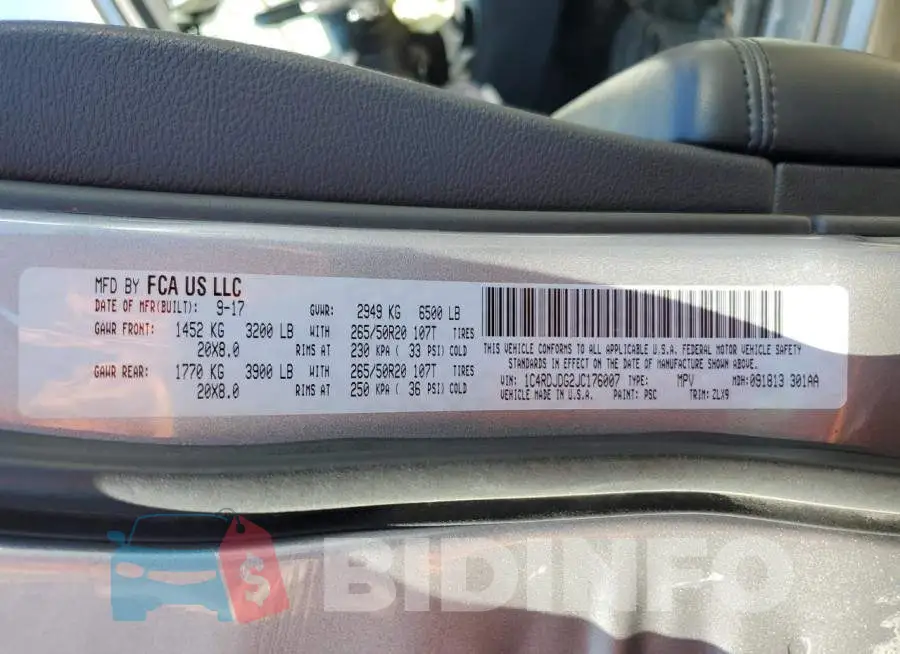1C4RDJDG2JC176007 Photo# 10
