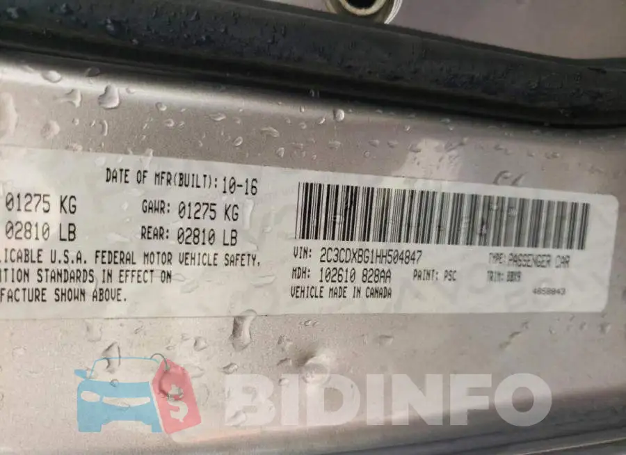 2C3CDXBG1HH504847 Photo# 10