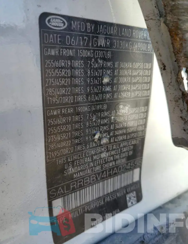 SALRRBBV4HA024558 Photo# 10