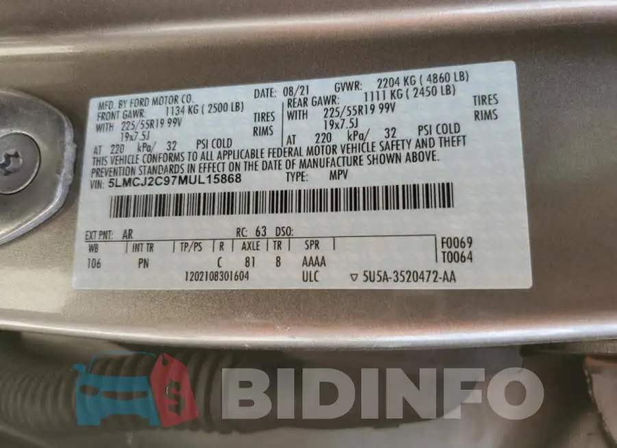 5LMCJ2C97MUL15868 Photo# 10