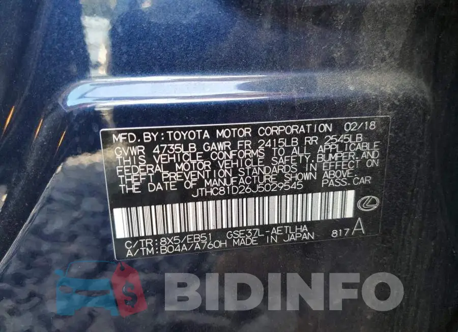 JTHC81D26J5029545 Photo# 10