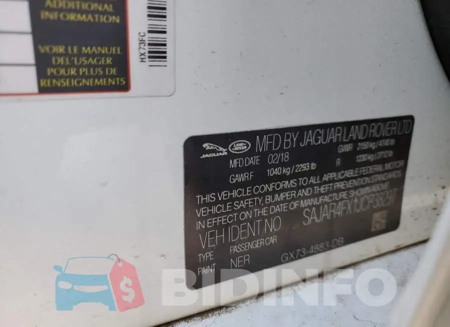 SAJAR4FX1JCP38297 Photo# 10