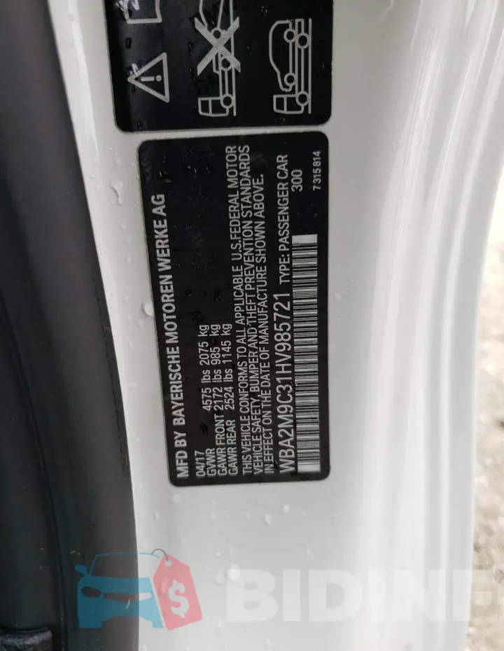 WBA2M9C31HV985721 Photo# 10