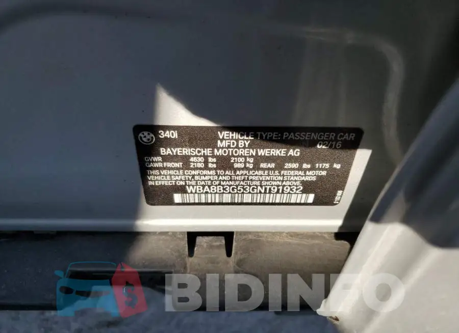 WBA8B3G53GNT91932 Photo# 10