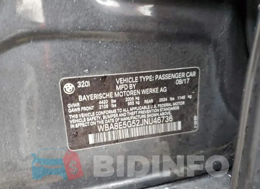 WBA8E5G52JNU46736 Photo# 10