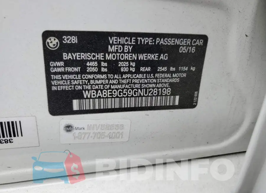 WBA8E9G59GNU28198 Photo# 10