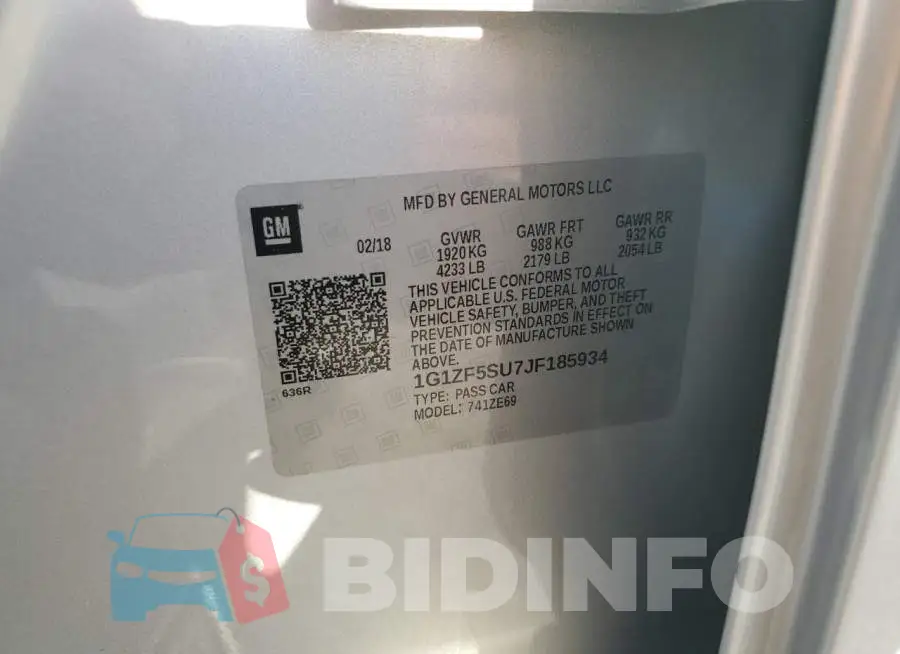 1G1ZF5SU7JF185934 Photo# 10