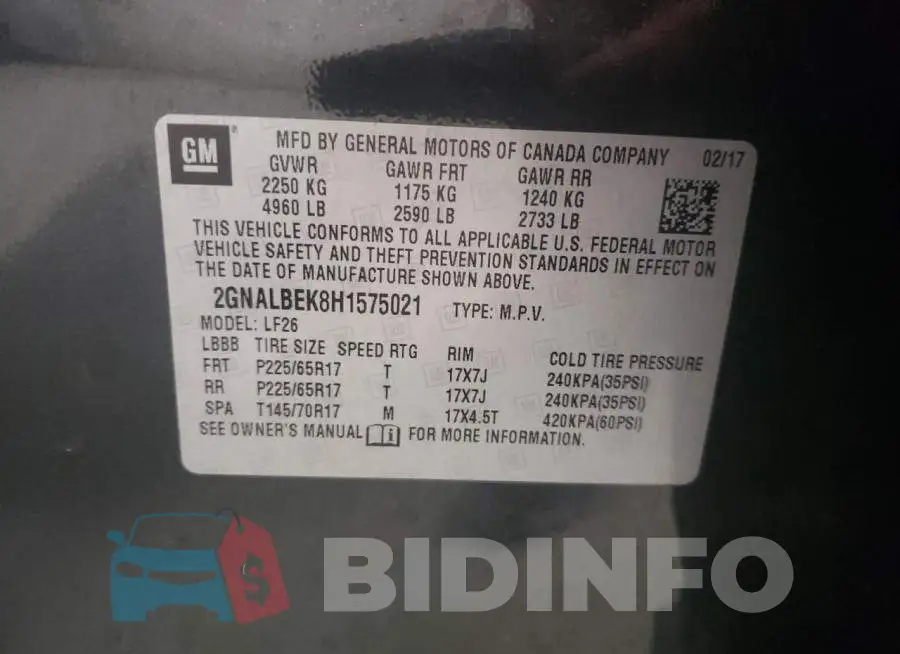 2GNALBEK8H1575021 Photo# 10