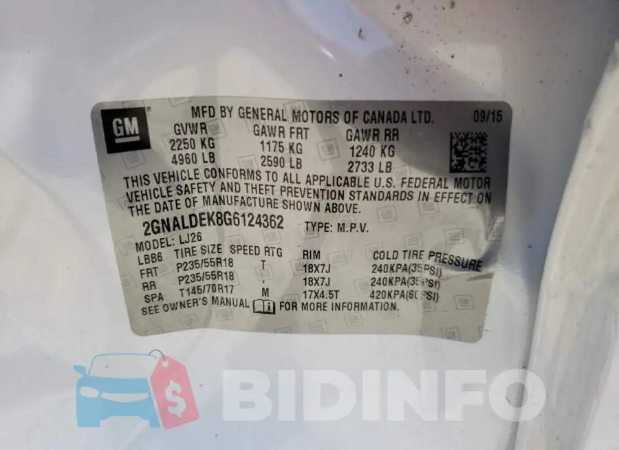 2GNALDEK8G6124362 Photo# 10