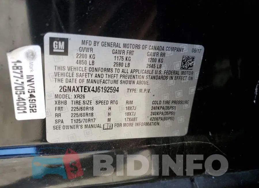 2GNAXTEX4J6192594 Photo# 10