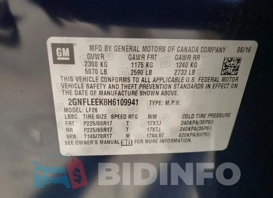 2GNFLEEK8H6109941 Photo# 10