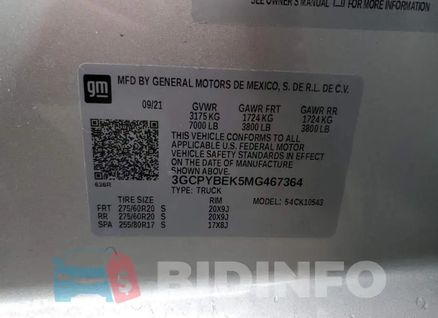3GCPYBEK5MG467364 Photo# 10