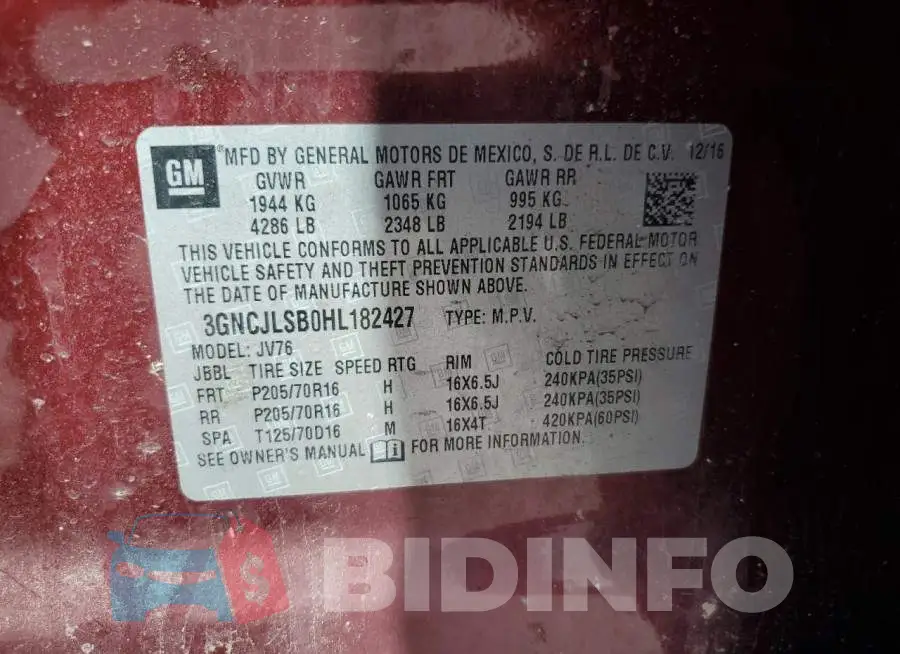 3GNCJLSB0HL182427 Photo# 10