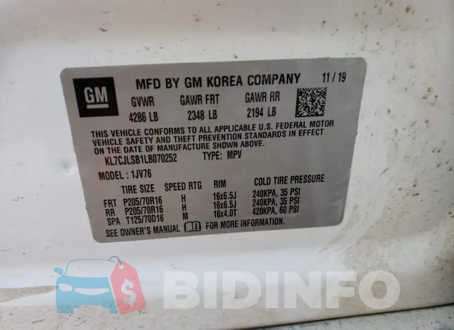 KL7CJLSB1LB070252 Photo# 10
