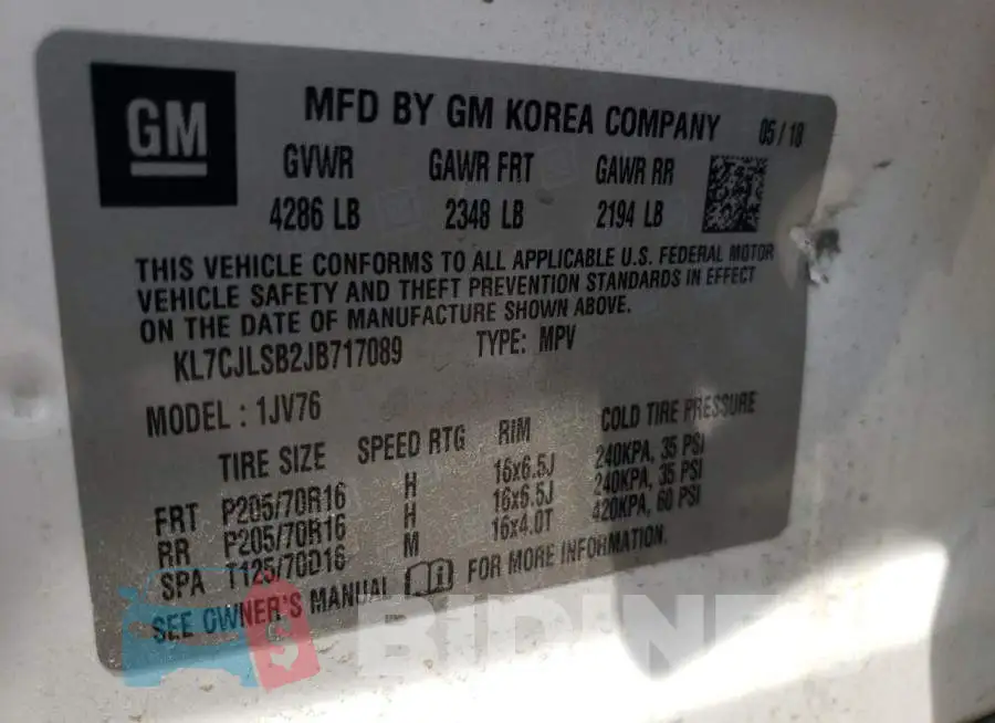 KL7CJLSB2JB717089 Photo# 10