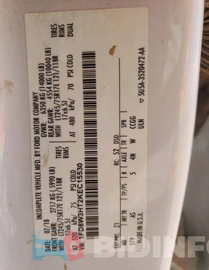 1FD8W3HT2KEC15530 Photo# 10