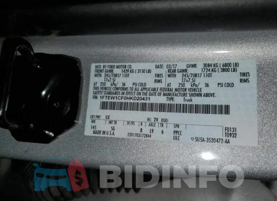1FTEW1CF0HKD20431 Photo# 10