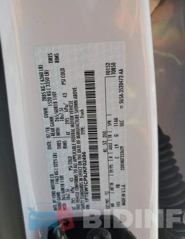 1FTEW1CP9JKF02496 Photo# 10