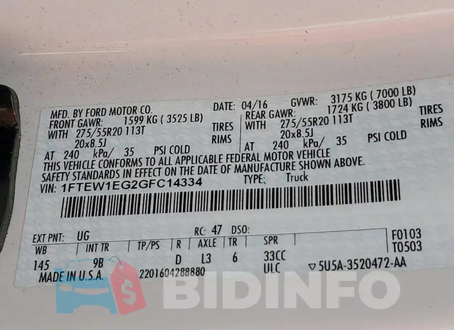 1FTEW1EG2GFC14334 Photo# 10